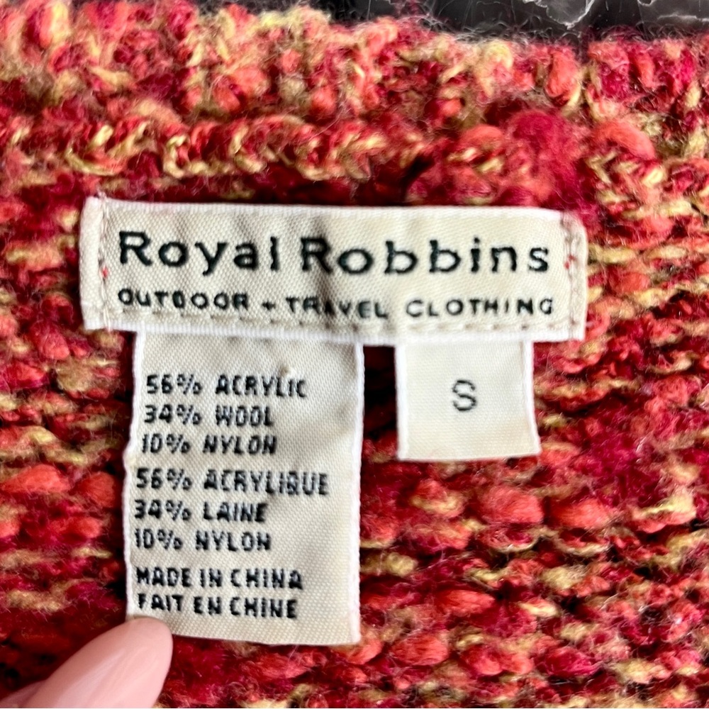 Royal Robbins Red Multi V-Neck Sweater Size S Pullover Flare Arm Stretch Knit - Picture 10 of 10